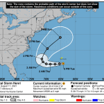 A National Hurricane Center forecast track for Tropical Storm Henri