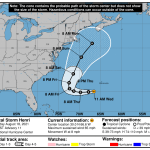 A National Hurricane Center forecast track for Tropical Storm Henri