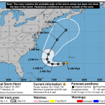 A National Hurricane Center forecast track for Tropical Storm Henri