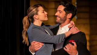 Lauren German, left, and Tom Ellis in a scene from "Lucifer"