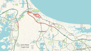 A snapshot of traffic leaving Cape Cod on Labor Day 2021.