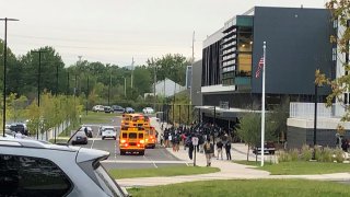 Students outside Weaver High School in Hartford