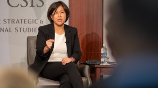 Katherine Tai, U.S. trade representative, speaks at the Center for Strategic and International Studies in Washington, D.C., U.S., on Monday, Oct. 4, 2021.