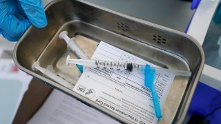 Syringes filled with the Johnson & Johnson vaccine