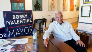 Former New York Mets manager Bobby Valentine speaks during an interview with The Associated Press, Thursday, Oct. 21, 2021, at his campaign headquarters in Stamford, Conn.
