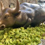 wall street charging bull bananas