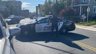 Police on North Main Street in Waterbury