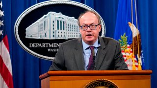 Jeff Clark, Assistant Attorney General for the Environment and Natural Resources Division, speaks during a news conference at the Justice Department in Washington, September 14, 2020.