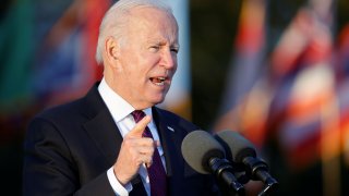 U.S. President Joe Biden speaks during a ceremony to sign the “Infrastructure Investment and Jobs Act”, on the South Lawn at the White House in Washington, November 15, 2021.