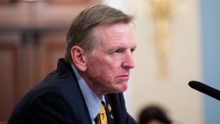 Rep. Paul Gosar, R-Ariz., questions Gregory Acting U.S. Park Police Chief Gregory T. Monahan, during a House Natural Resources Committee hearing on actions taken on June 1, 2020 at Lafayette Square, Tuesday, July 28, 2020 on Capitol Hill in Washington.