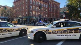 Police vehicles at Yale