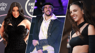Cardi B (right), Bad Bunny (middle), Olivia Rodrigo (left)