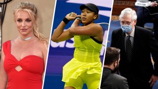 Britney Spears (left), Naomi Osaka, Mitch McConnell