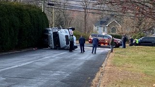 Oil truck rollover in Southington