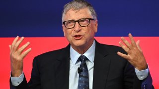 Bill Gates speaks during the Global Investment Summit at the Science Museum on October 19, 2021 in London, England.