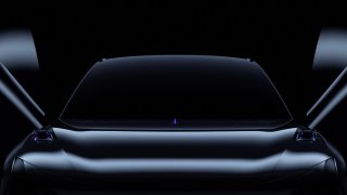 An outline of Jidu’s concept car is pictured here. Jidu is the electric car company set up by Chinese internet giant Baidu and automaker Geely. Jidu plans to begin mass production and deliveries of its first car in 2023.