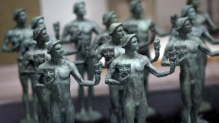 Finished solid bronze Actor statuettes are displayed during the 25th Annual Casting of the Screen Actors Guild Awards