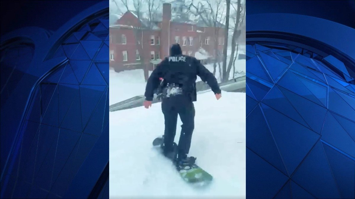 Naugatuck Police Officer Snowboards in Saturday's Nor'easter - Vimarsana News