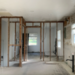 Aubrey Bennion's kitchen after demolition. Bennion said long periods of time would go between work.