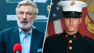 (Left) Alec Baldwin; (Right) Marine Corps Lance Cpl. Rylee J. McCollum.