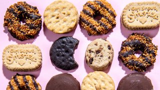 An array of Girl Scouts cookies