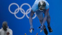 Andrew Blaser, of United States, slides during men's skeleton run