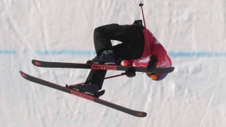 China's Eileen Gu competes during the Women's Slopestyle finals at the 2022 Winter Olympics, Feb. 15, 2022, in Zhangjiakou, China.