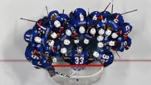 USA's players huddle up before the start