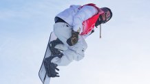 Kaishu Hirano from Japan during a run at the snowboard halfpipe event at the 2022 Winter Olympic Games, Feb. 11, 2022, in Zhangjiakou, China.