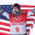 Silver medallist Julia Marino of Team USA celebrates during the Women's Snowboard Slopestyle Final flower ceremony on day two of the 2022 Winter Olympics at Genting Snow Park on Feb. 6, 2022, in Zhangjiakou, China.