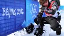 Shaun White of Team United States tears up after finishing fourth during the Men's Snowboard Halfpipe Final at the 2022 Winter Olympics at Genting Snow Park, Feb. 11, 2022, in Zhangjiakou, China. White competed in five Winter Olympic Games and had announced Beijing 2022 will be the last one of his career.