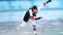 Brittany Bowe of Team United States wins bronze during the Women's 1000m speed skating event at the 2022 Winter Olympic Games, Feb. 17, 2022, in Beijing, China.