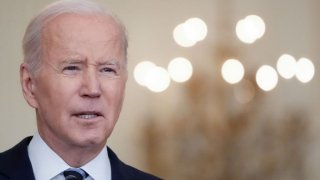 U.S. President Joe Biden delivers remarks about Russia’s “unprovoked and unjustified” military invasion of neighboring Ukraine in the East Room of the White House on Feb. 24, 2022 in Washington, DC.