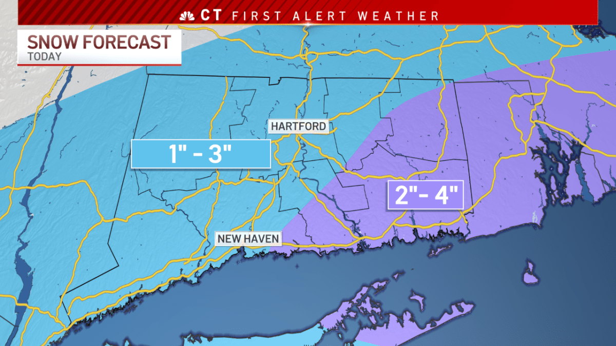 Snow Map For Tomorrow After Saturday's Record Warmth, Snow Moves In Sunday – Nbc Connecticut