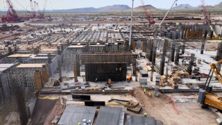 TSMC’s $12 billion 5-nanometer chip fabrication plant is six months into being built in northern Phoenix, Arizona, on September 28, 2021.