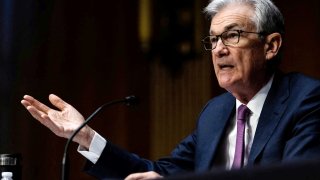 U.S. Federal Reserve Board Chairman Jerome Powell speaks during his re-nominations hearing of the Senate Banking, Housing and Urban Affairs Committee on Capitol Hill, in Washington, U.S., January 11, 2022.