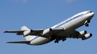 An Aeroflot Ilyushin Il-86 airliner taking off from Bulgaria.