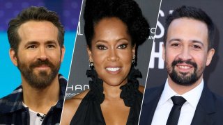 Ryan Reynolds (left), Regina King (center, and Lin-Manuel Miranda (right).