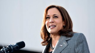 FILE - U.S. Vice President Kamala Harris speaks during a labor rally at Sheet Metal Workers Local 19 training center in Philadelphia, Pennsylvania, April 12, 2022.
