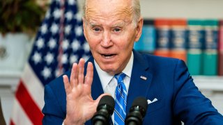 US President Joe Biden delivers remarks on economic growth, jobs, and deficit reduction in the Roosevelt Room on Wednesday May 4, 2022.