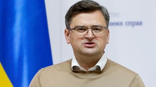 Ukrainian Foreign Minister Dmytro Kuleba speaks during a joint news conference with German Foreign Minister Annalena Baerbock (not pictured), as Russia’s attack on Ukraine continues, in Kyiv, Ukraine, May 10, 2022.
