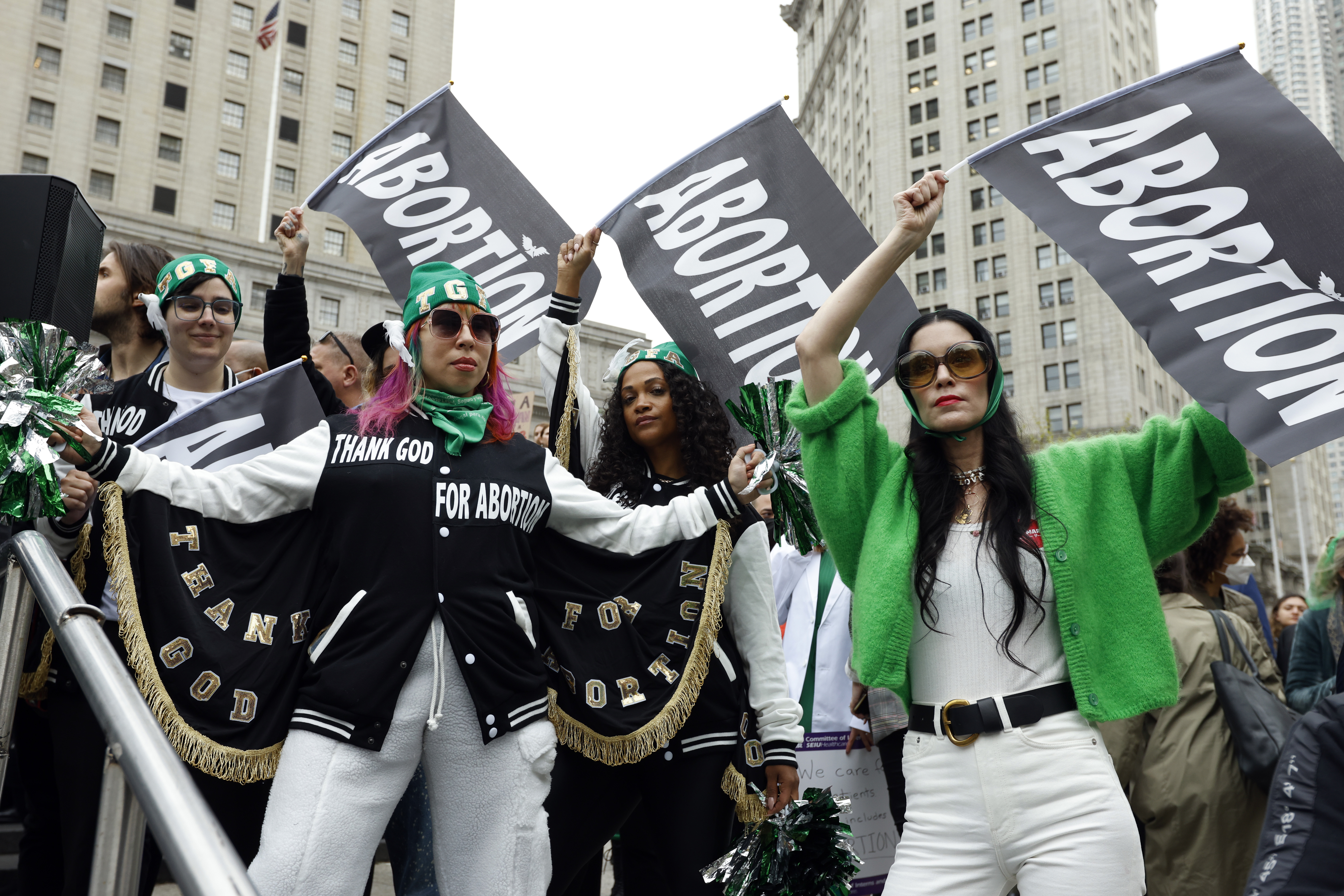 Protesters rally in support of abortion rights, Tuesday, May 3, 2022 in New York.