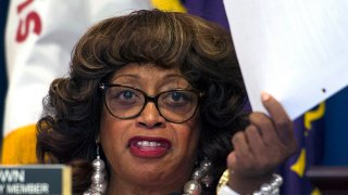 FILE - In this July 22, 2015, file photo, Corrine Brown, D-Fla., speaks at a hearing on Capitol Hill in Washington.