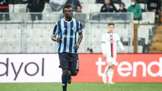 ISTANBUL, TURKEY - SEPTEMBER 21: Mario Balotelli of Adana Demirspor reacts during Turkish Super Lig week 6 match between Besiktas and Adana Demirspor at Vodafone Park in Istanbul, Turkey on September 21, 2021.