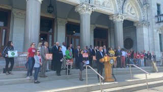 Governor Lamont speaking about gun violence