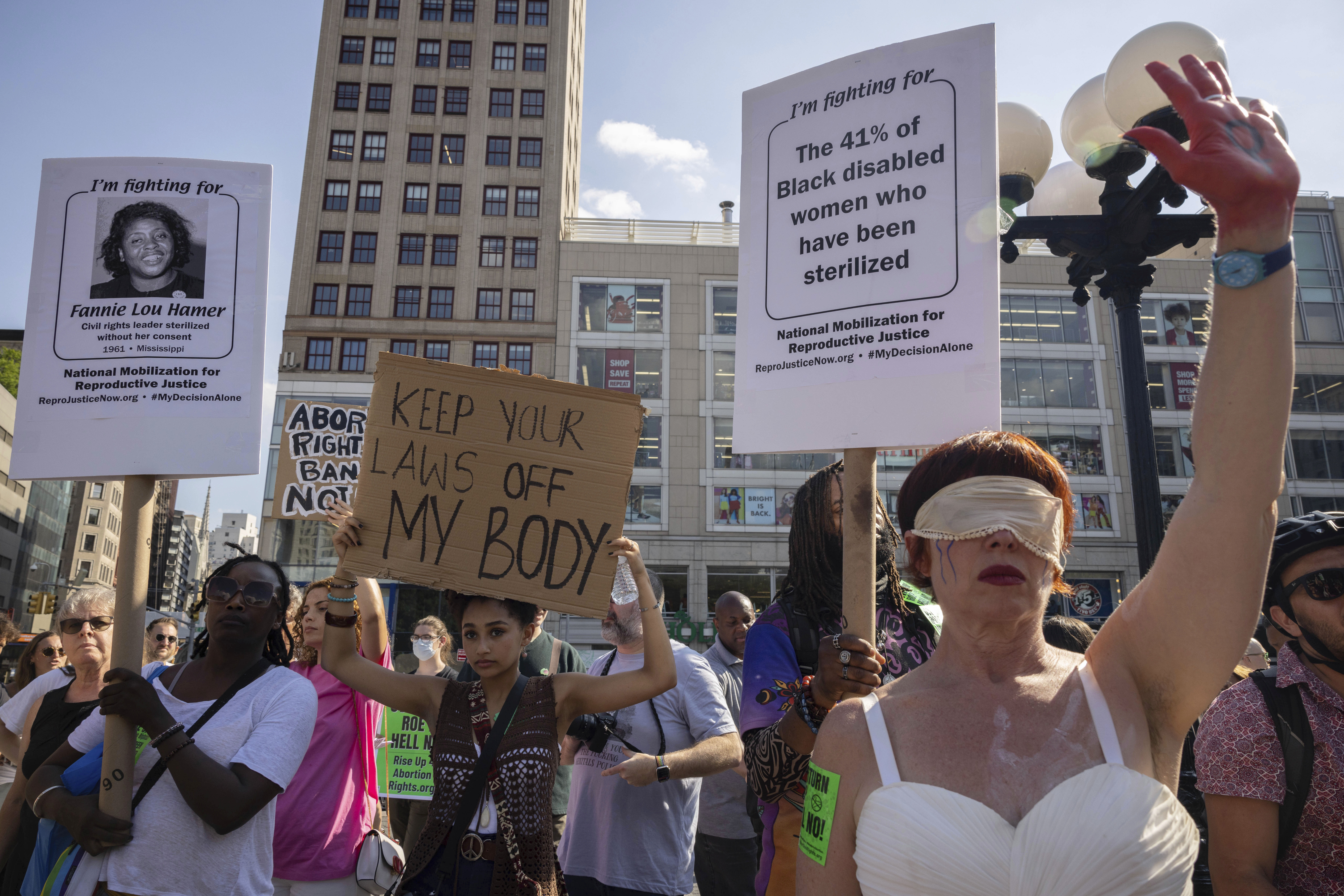 Abortion-rights activists gather for a protest following the Supreme Court’s decision to overturn Roe v. Wade at Union Square, Friday, June 24, 2022, in New York.