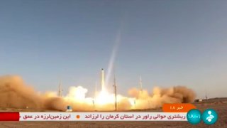 An Iranian satellite-carrier rocket, called “Zuljanah,” blasting off from an undisclosed location in Iran