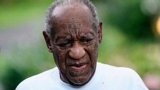 Bill Cosby during a news conference outside his home in Elkins Park, Pa., Wednesday, June 30, 2021, after being released from prison.