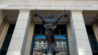FILE - The U.S. Courthouse in Alexandria, Va., on Sept. 2, 2021. Court records show that Allison Fluke-Ekren is set to plead guilty to leading an all-female battalion of Islamic State militants in Syria. A plea hearing for Allison Fluke-Ekren is to take place June 7, 2022, in federal court in Alexandria.