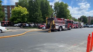 Firetruck on Spring Street in New Britain